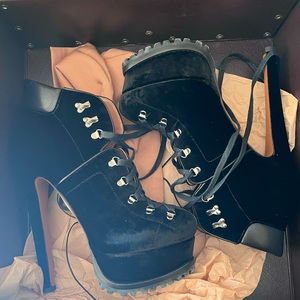 Alaia Velvet Lace Up Booties